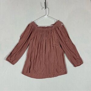 Beach Lunch Lounge Crinkle Long Sleeve Women’s M Boat Neck Pullover Rose Blush